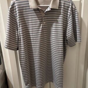 The Southern Shirt Company Beige and Blue Striped Polo